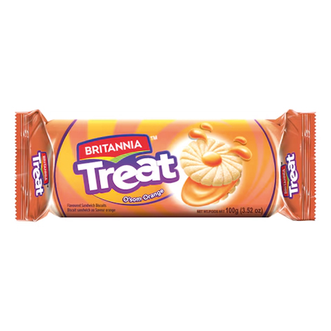 BRITANNIA TREAT SANDWICH BISCUITS ORANGE