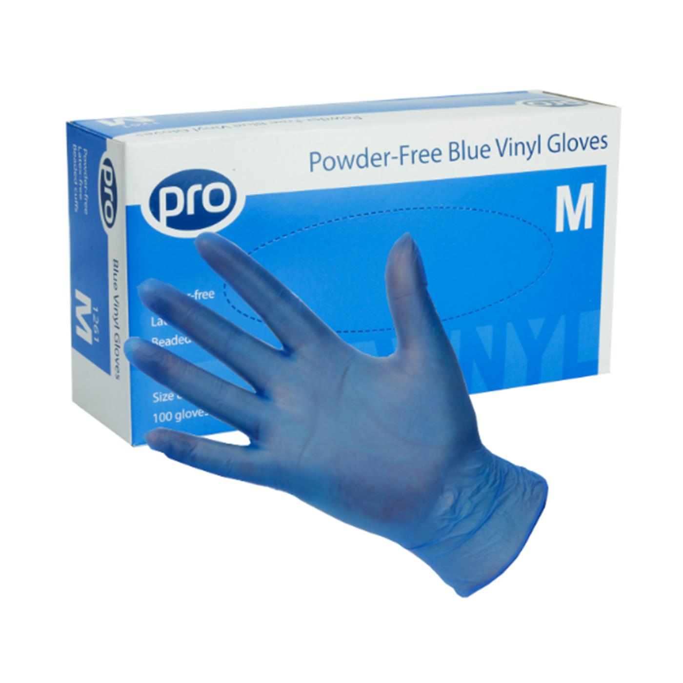 SUPER BLUE VINYL GLOVES MEDIUM