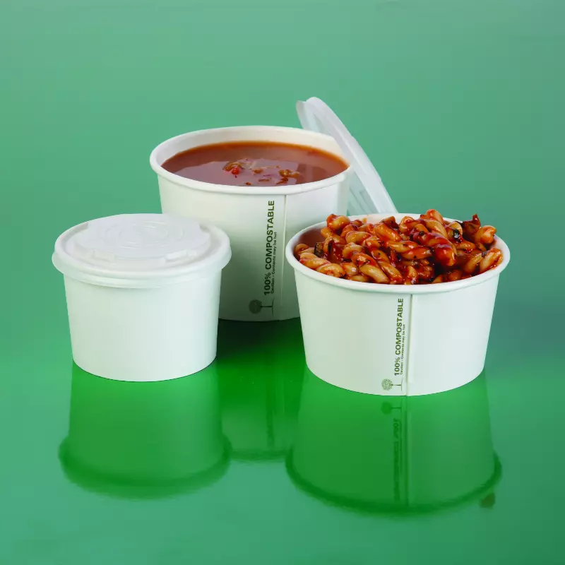 EXQUZIT BIODEGRADABLE SOUP CONTAINERS W LIDS 1000CC